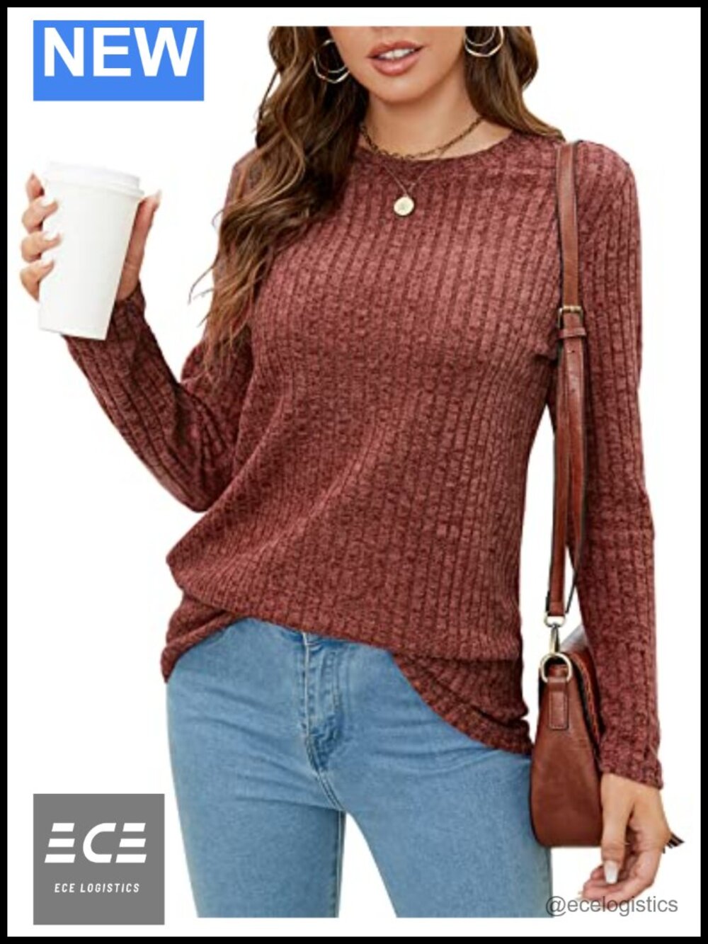 Women's Tunic Sweater Lightweight Long Sleeve Crewneck Knit Pullover Top